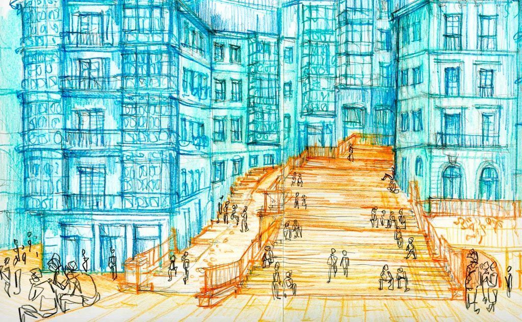 dibujatolrato Escaleras de Mallona